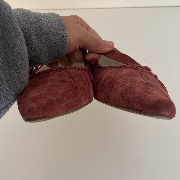 Voko Vital Suede Leather Red Mary Jane Flats - Picture 5 of 5